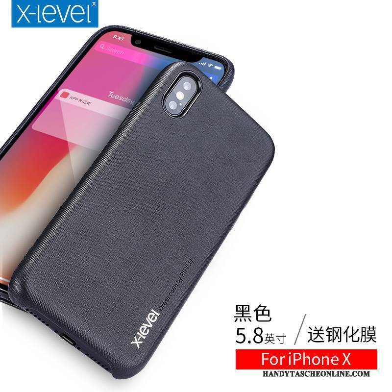 Hülle iPhone X Weiche Nubuck Persönlichkeit, Case iPhone X Kreativ Anti-sturz Schwarz