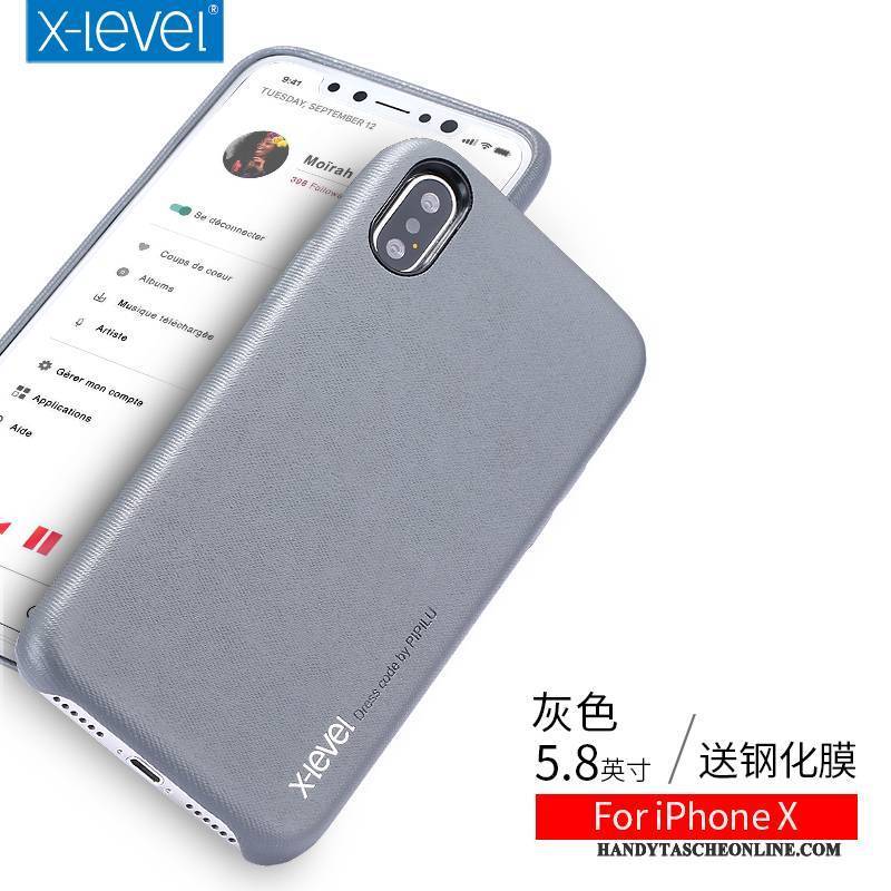 Hülle iPhone X Weiche Nubuck Persönlichkeit, Case iPhone X Kreativ Anti-sturz Schwarz