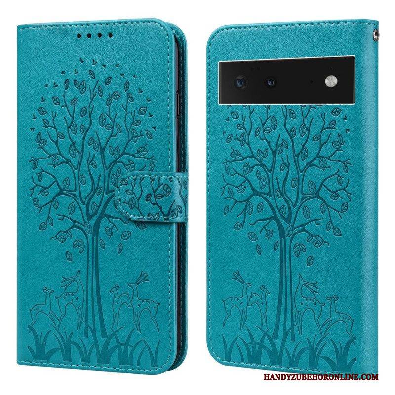 Lederhüllen Für Google Pixel 6 Baum Und Hirsch