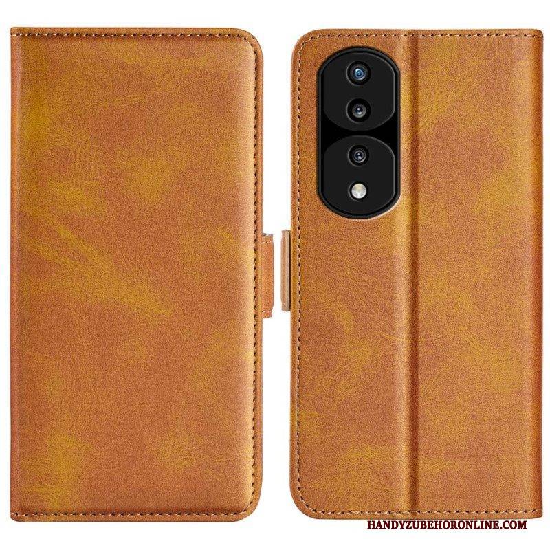 Lederhüllen Für Honor 70 Flip Case Klassische Doppelklappe