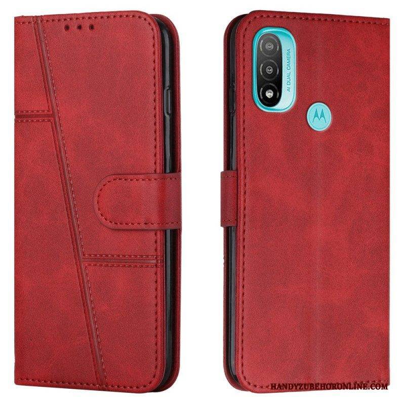 Lederhüllen Für Moto E40 / E30 / E20 Mit Kordel Riemchen-geo-ledereffekt