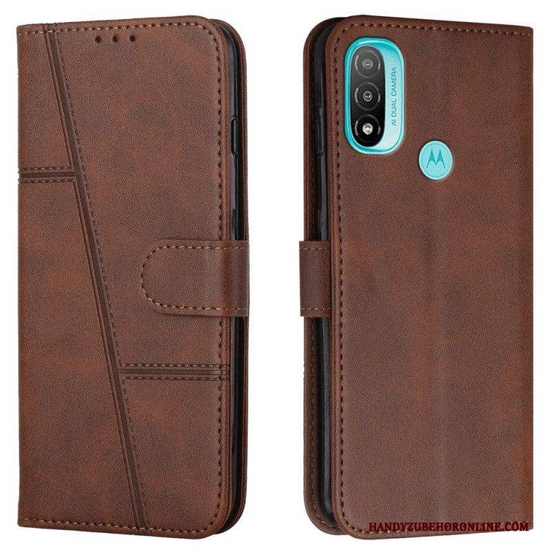 Lederhüllen Für Moto E40 / E30 / E20 Mit Kordel Riemchen-geo-ledereffekt