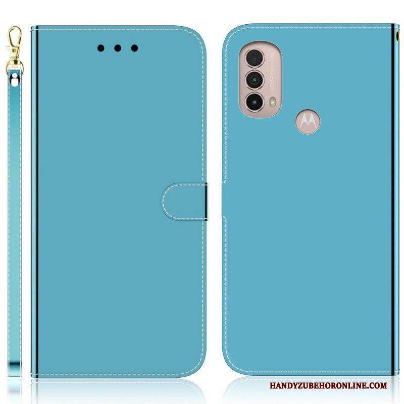 Lederhüllen Für Moto E40 / E30 / E20 Spiegelabdeckung Aus Kunstleder
