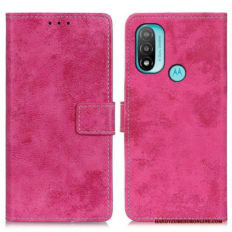Lederhüllen Für Moto E40 / E30 / E20 Vintage-ledereffekt