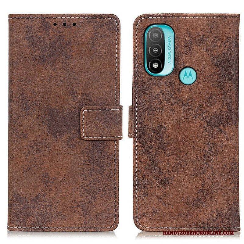 Lederhüllen Für Moto E40 / E30 / E20 Vintage-ledereffekt
