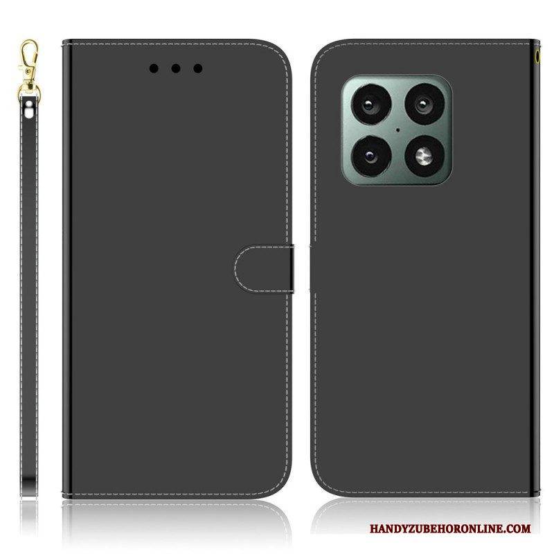 Lederhüllen Für OnePlus 10 Pro 5G Spiegelabdeckung Aus Kunstleder