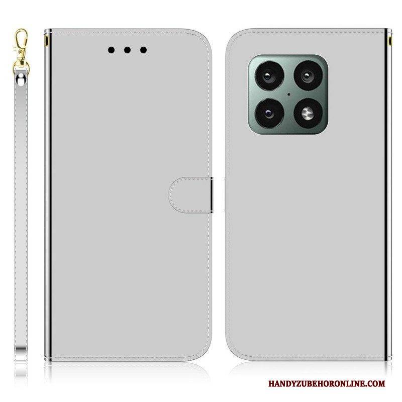 Lederhüllen Für OnePlus 10 Pro 5G Spiegelabdeckung Aus Kunstleder