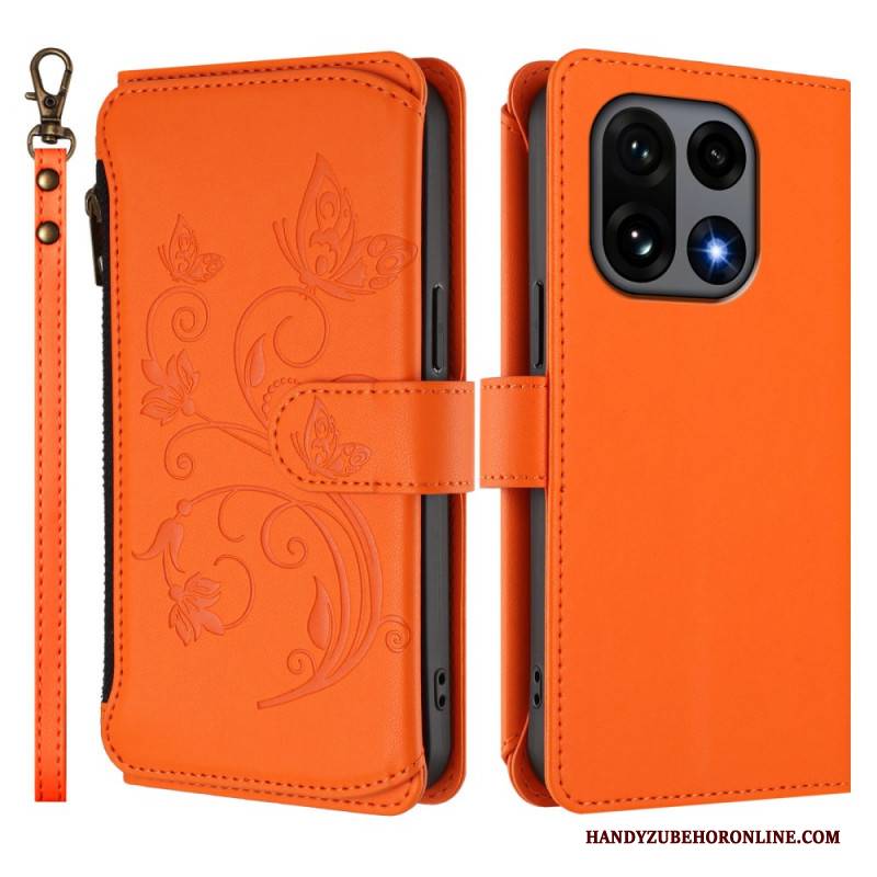 Lederhüllen Für Oneplus 15 Geldbörse Mit Blumenmuster Und Riemen