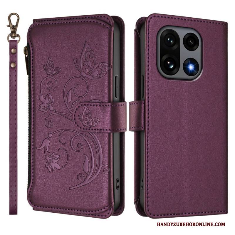 Lederhüllen Für Oneplus 15 Geldbörse Mit Blumenmuster Und Riemen