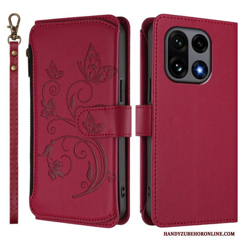 Lederhüllen Für Oneplus 15 Geldbörse Mit Blumenmuster Und Riemen