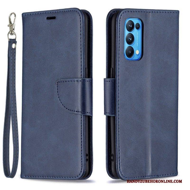 Lederhüllen Für Oppo Find X3 Lite Flip Case Glatte Klappe Schräg