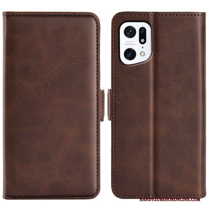 Lederhüllen Für Oppo Find X5 Flip Case Doppelte Klappe