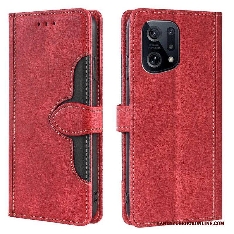 Lederhüllen Für Oppo Find X5 Kunstleder Bicolor Stylisch
