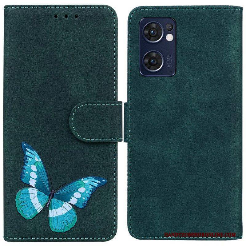 Lederhüllen Für Oppo Find X5 Lite Hautberührender Schmetterling
