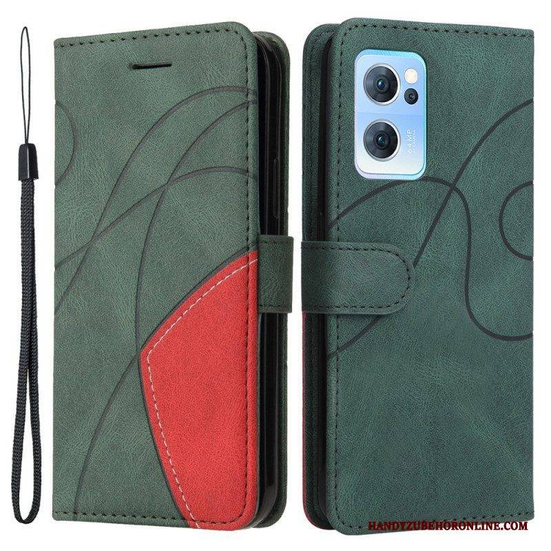 Lederhüllen Für Oppo Find X5 Lite Mit Kordel Zweifarbiger Riemen