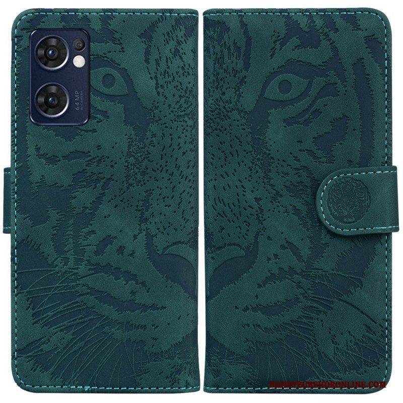 Lederhüllen Für Oppo Find X5 Lite Tiger-gesichtsdruck
