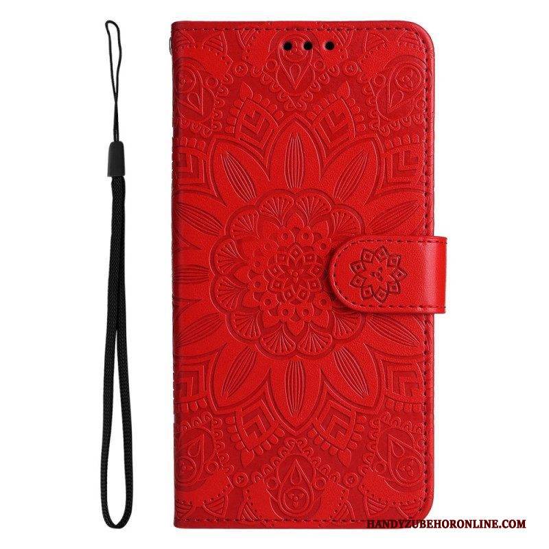 Lederhüllen Für Oppo Reno 8 Pro Mit Kordel Riemchen-sonnenblume