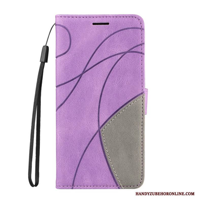 Lederhüllen Für Realme 14 5g Zweifarbig Gewellt