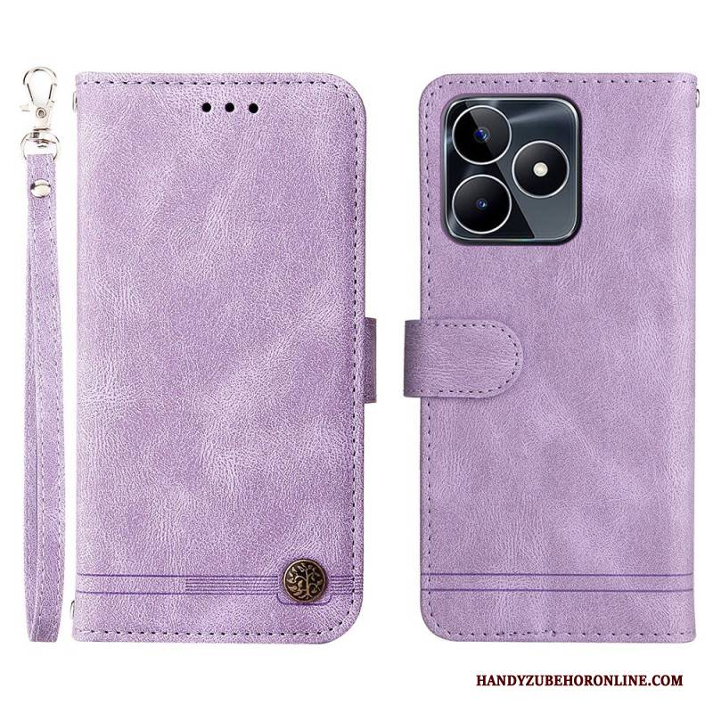 Lederhüllen Für Realme C53 Nietenmuster Mit Riemen