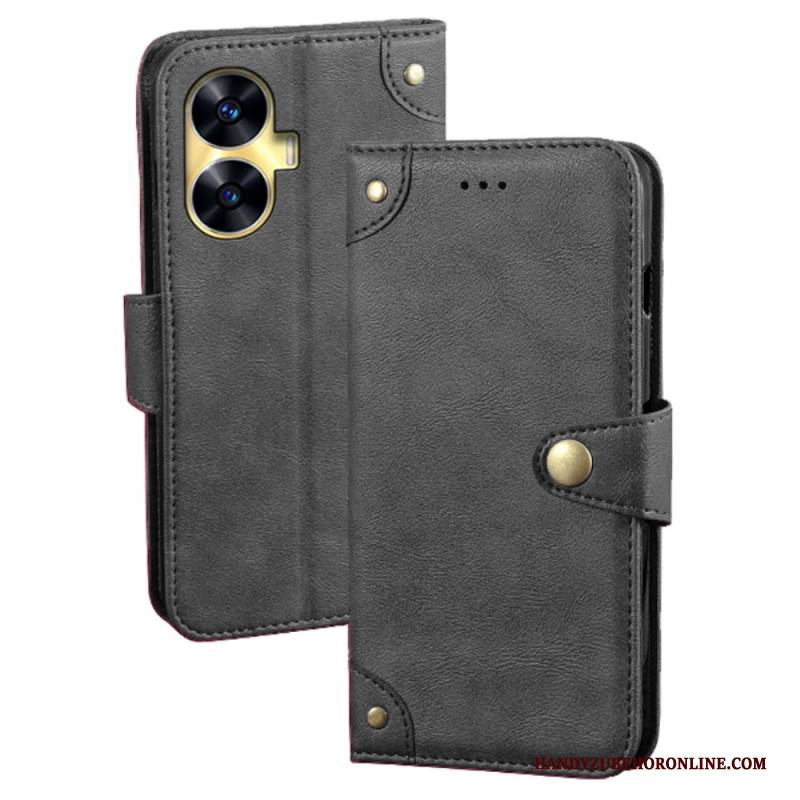 Lederhüllen Für Realme C55 Idewei Goldknöpfe