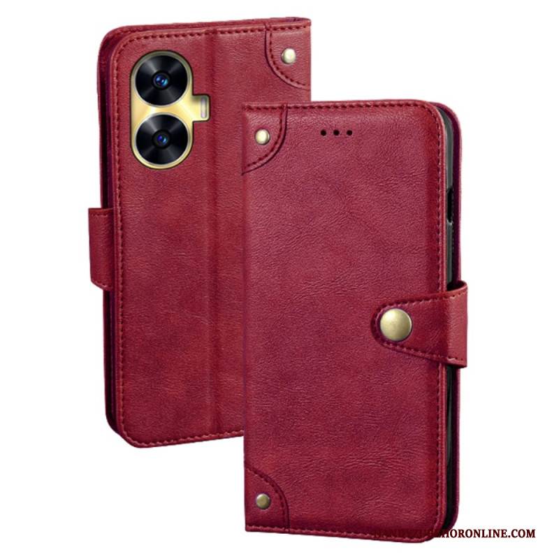 Lederhüllen Für Realme C55 Idewei Goldknöpfe