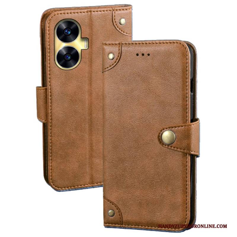 Lederhüllen Für Realme C55 Idewei Goldknöpfe