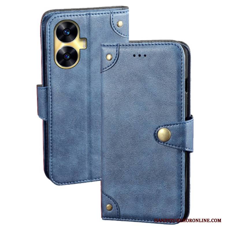 Lederhüllen Für Realme C55 Idewei Goldknöpfe