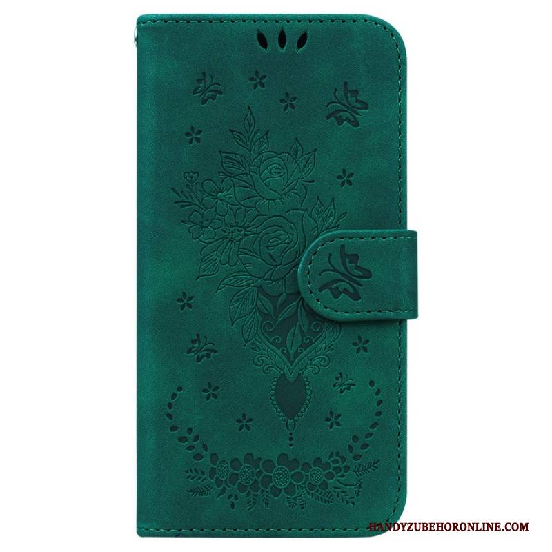 Lederhüllen Für Realme C55 Rosen- Und Schmetterlingsmuster