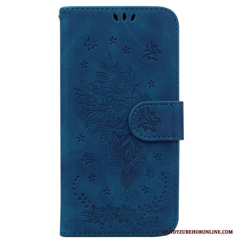 Lederhüllen Für Realme C55 Rosen- Und Schmetterlingsmuster