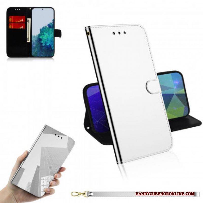 Lederhüllen Für Samsung Galaxy S21 5G Spiegelabdeckung Aus Kunstleder