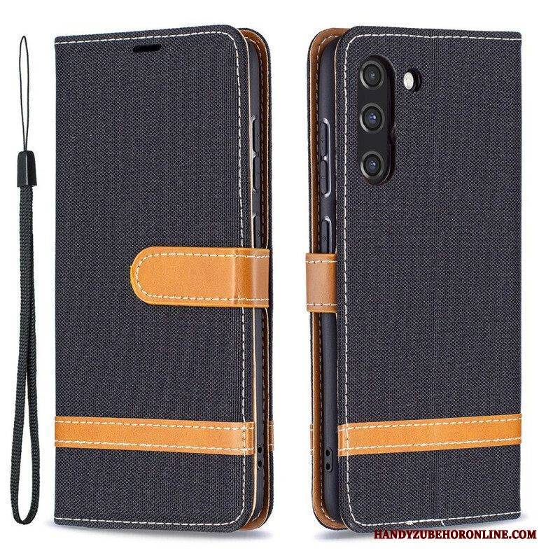 Lederhüllen Für Samsung Galaxy S21 FE Mit Kordel Armband In Stoff- Und Lederoptik