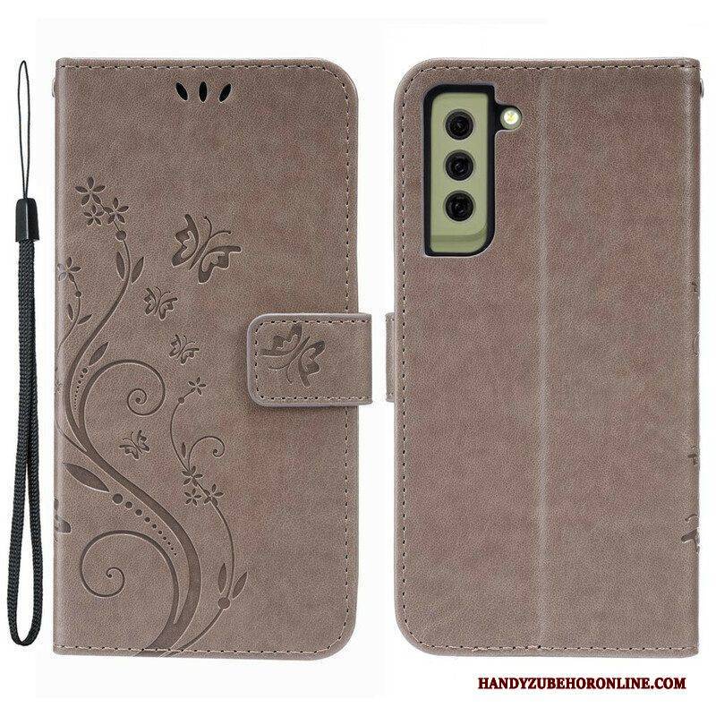 Lederhüllen Für Samsung Galaxy S21 FE Schmetterlinge Im Wind