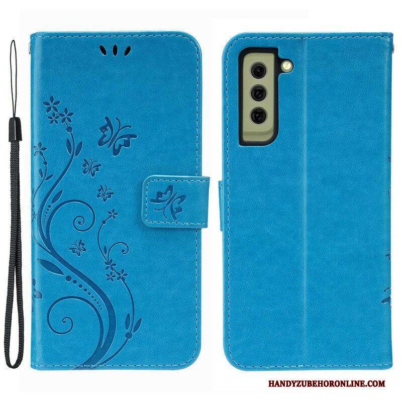 Lederhüllen Für Samsung Galaxy S21 FE Schmetterlinge Im Wind