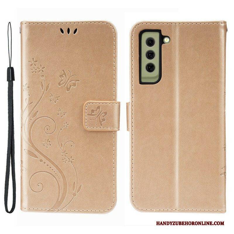 Lederhüllen Für Samsung Galaxy S21 FE Schmetterlinge Im Wind