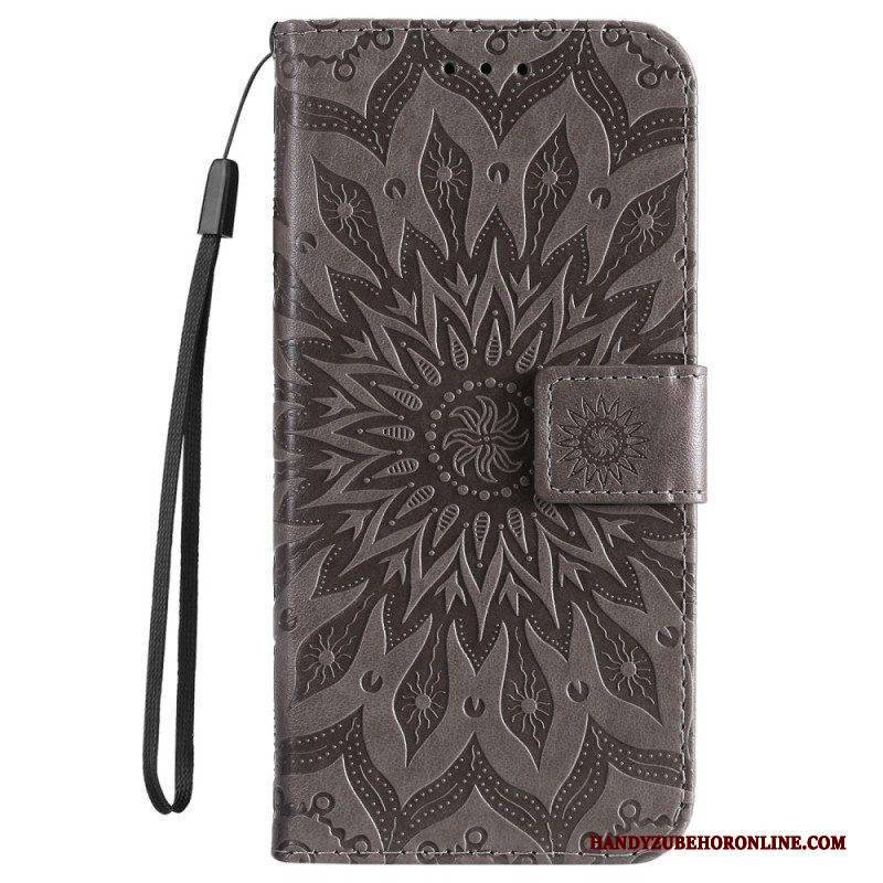 Lederhüllen Für Samsung Galaxy S23 5G Mandala-sonne Mit Schlüsselband