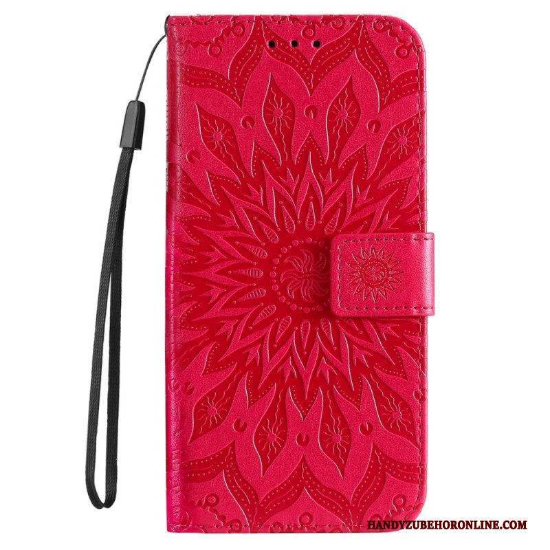Lederhüllen Für Samsung Galaxy S23 5G Mandala-sonne Mit Schlüsselband