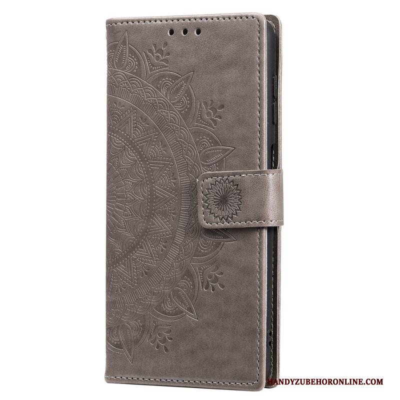 Lederhüllen Für Samsung Galaxy S25 5g Geldbörse Mit Mandala-sonnenmotiv Und Umhängeband
