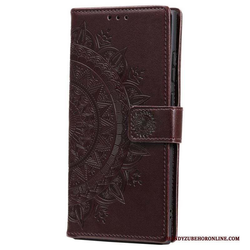 Lederhüllen Für Samsung Galaxy S25 5g Geldbörse Mit Mandala-sonnenmotiv Und Umhängeband