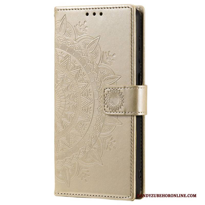 Lederhüllen Für Samsung Galaxy S25 5g Geldbörse Mit Mandala-sonnenmotiv Und Umhängeband