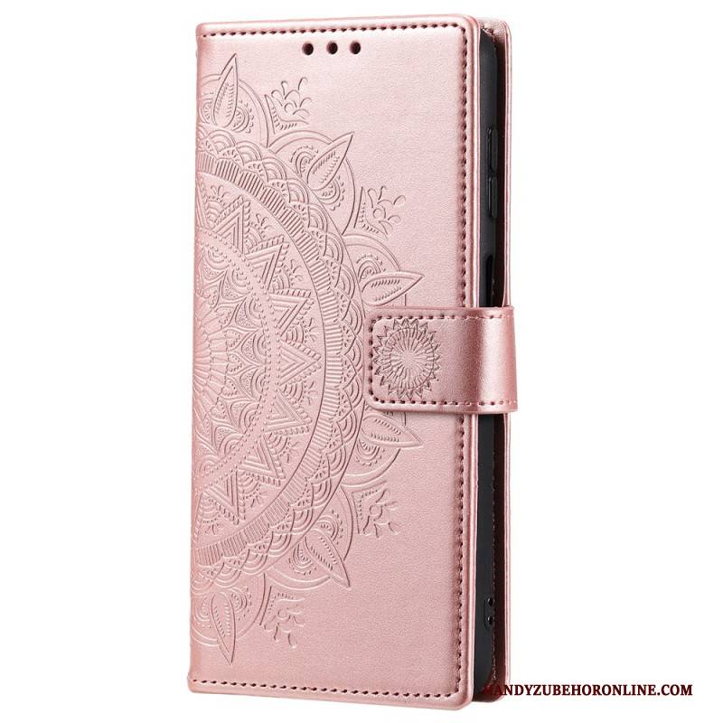 Lederhüllen Für Samsung Galaxy S25 5g Geldbörse Mit Mandala-sonnenmotiv Und Umhängeband
