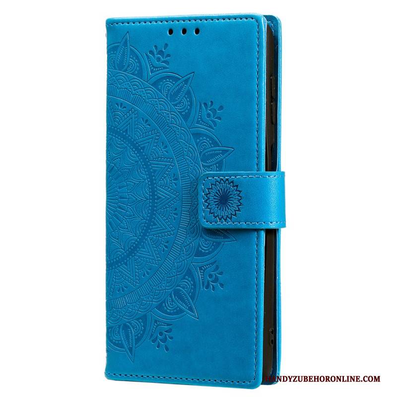 Lederhüllen Für Samsung Galaxy S25 5g Geldbörse Mit Mandala-sonnenmotiv Und Umhängeband