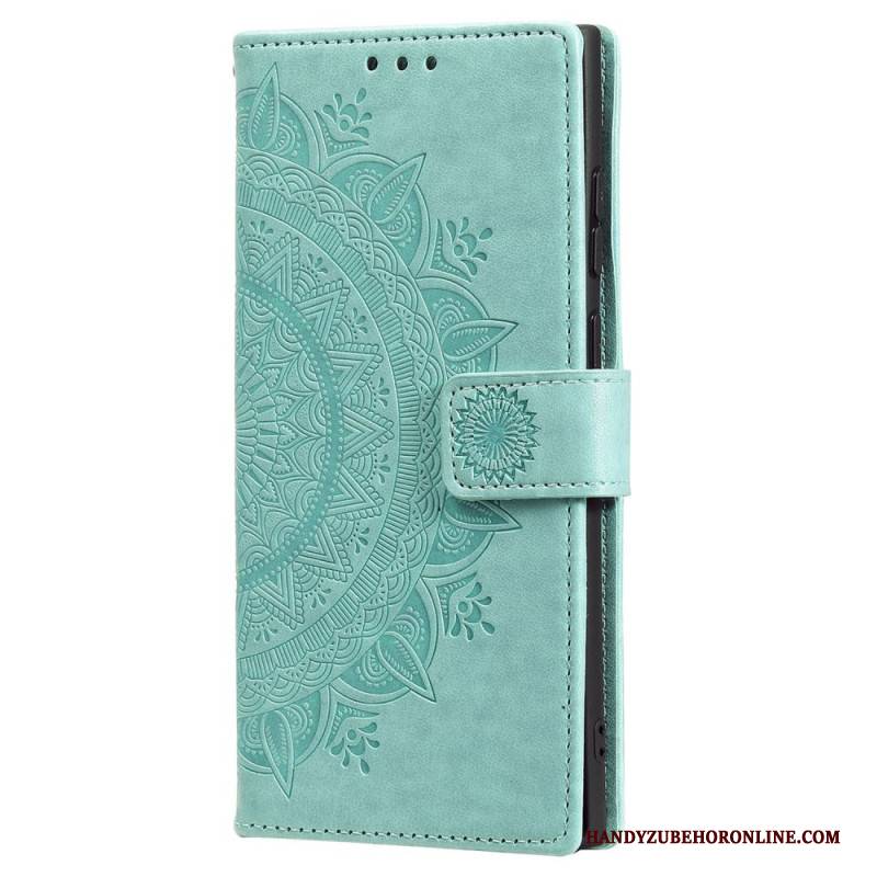 Lederhüllen Für Samsung Galaxy S25 5g Geldbörse Mit Mandala-sonnenmotiv Und Umhängeband