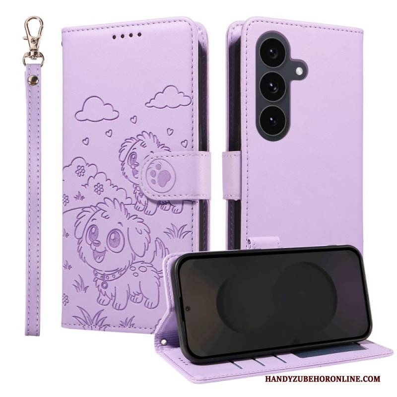 Lederhüllen Für Samsung Galaxy S25 Fe Rfid-schutz Und Hundemotiv