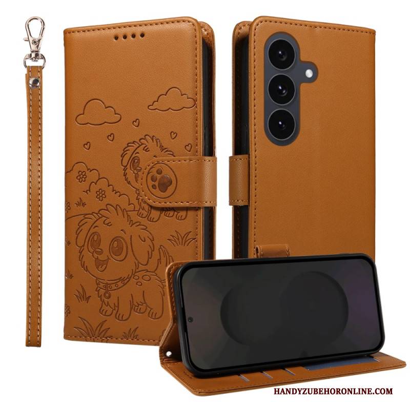 Lederhüllen Für Samsung Galaxy S25 Fe Rfid-schutz Und Hundemotiv