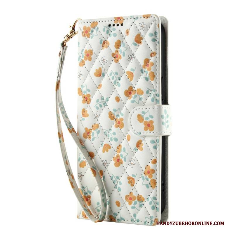 Lederhüllen Für Samsung Galaxy S25 Fe Trageband Mit Blumenmuster