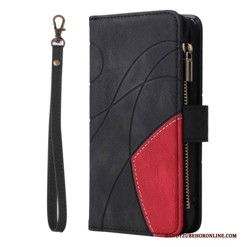 Lederhüllen Für Samsung Galaxy S25 Fe Zweifarbige Wellenstruktur