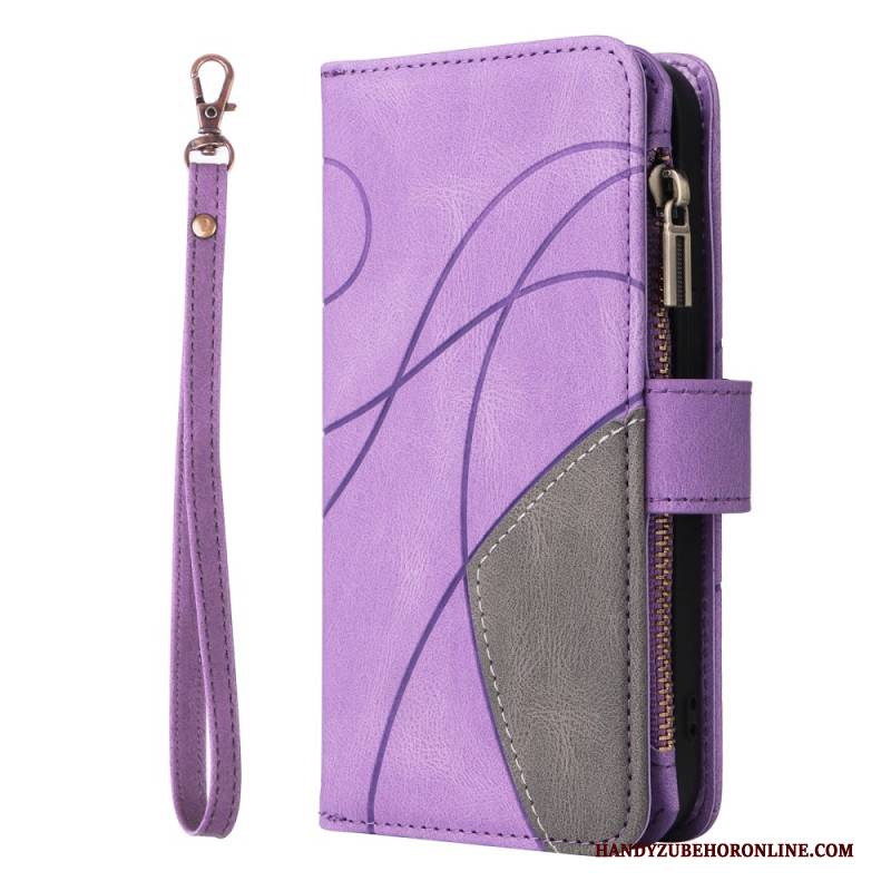 Lederhüllen Für Samsung Galaxy S25 Fe Zweifarbige Wellenstruktur