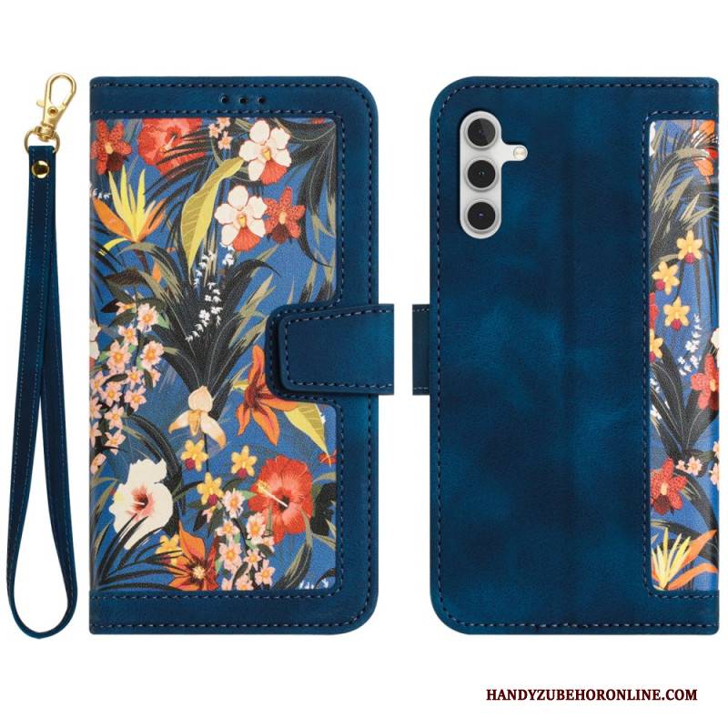 Lederhüllen Für Samsung Galaxy S25 Plus 5g Blumenmuster Mit Riemen