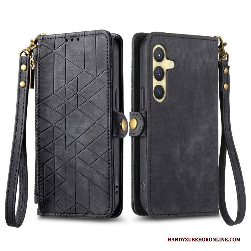 Lederhüllen Für Samsung Galaxy S25 Plus 5g Geldbörse Mit Geometrischem Muster