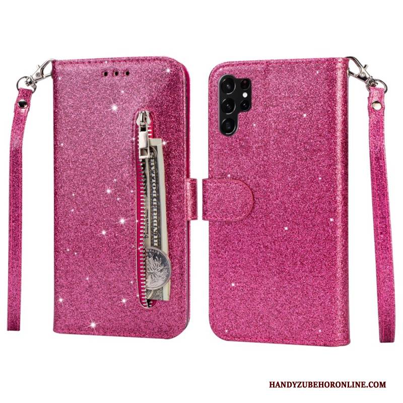Lederhüllen Für Samsung Galaxy S25 Ultra 5g Glitzerbeutel Mit Riemen